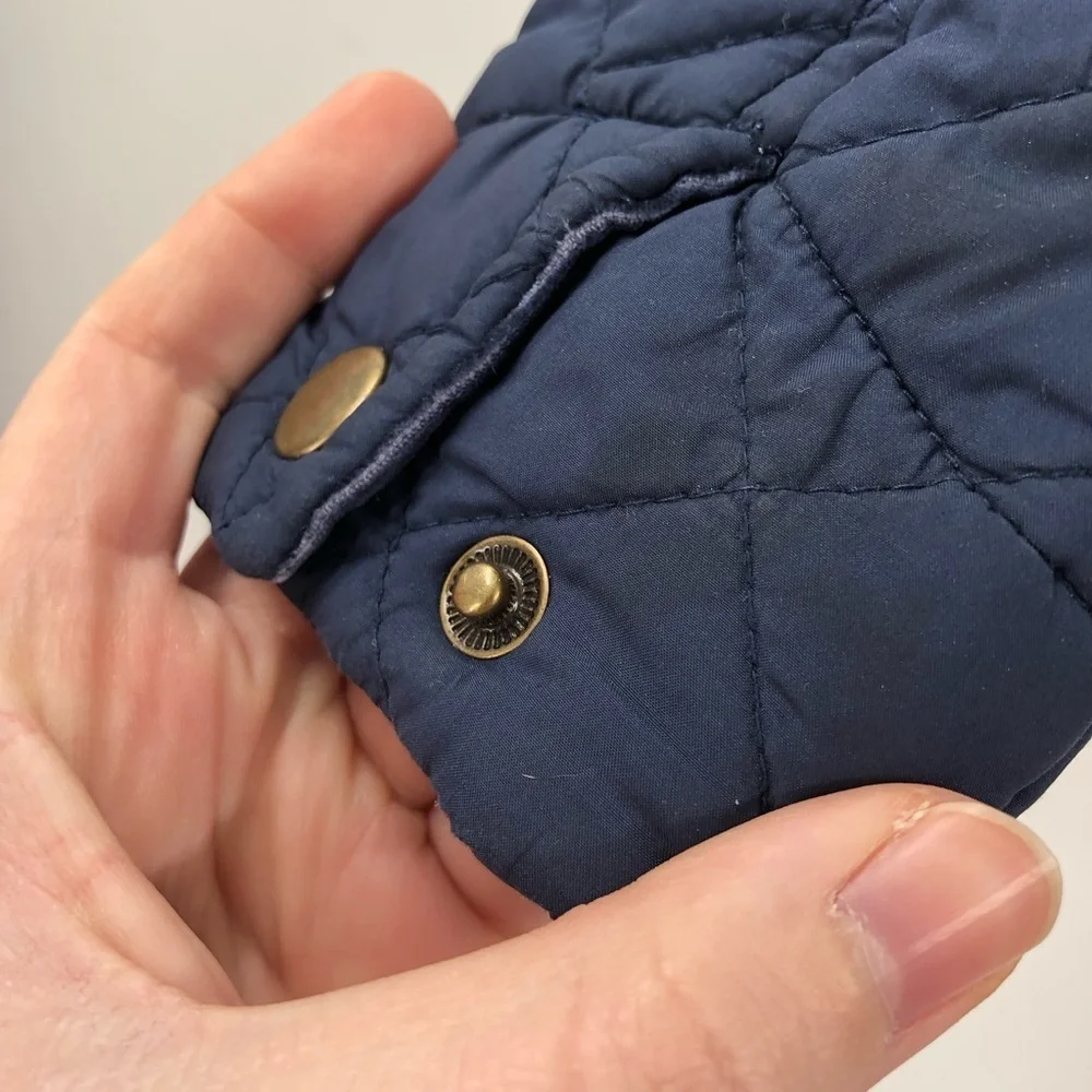 RALPH LAUREN Quilted Jacket Coat Navy Blue Chore Barn Coat Corduroy Trim Prep 6